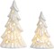 Set of 2 Ceramic Christmas Trees with Lights Tabletop Decor (Glossy White)
